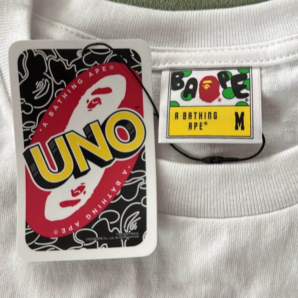 NEW & RARE!!!   BAPE X UNO APE HEAD TEE WHITE & playing cards. - Picture 8 of 9